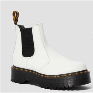 White Dr. Martens 2976 Quad lug ankle boots